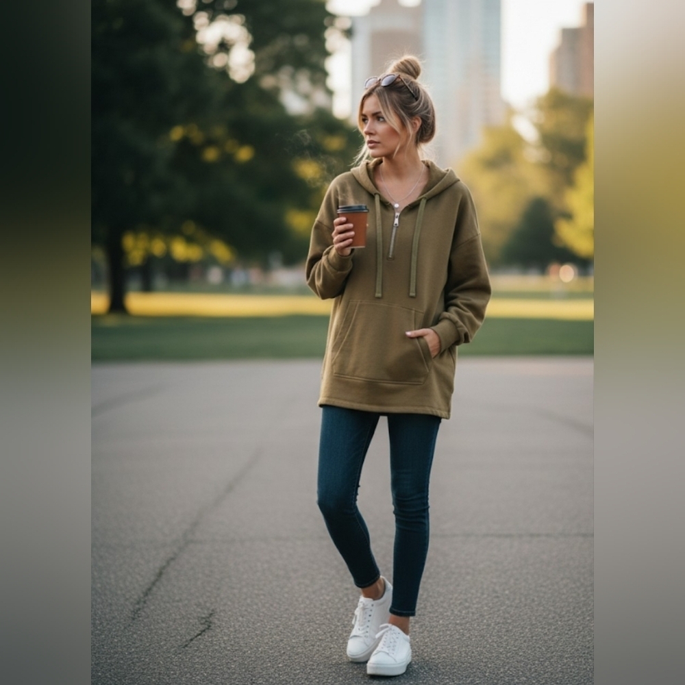 Madewell Resourced Cotton Relaxed Hoodie Sweatshirt In Olive Surplus Size M